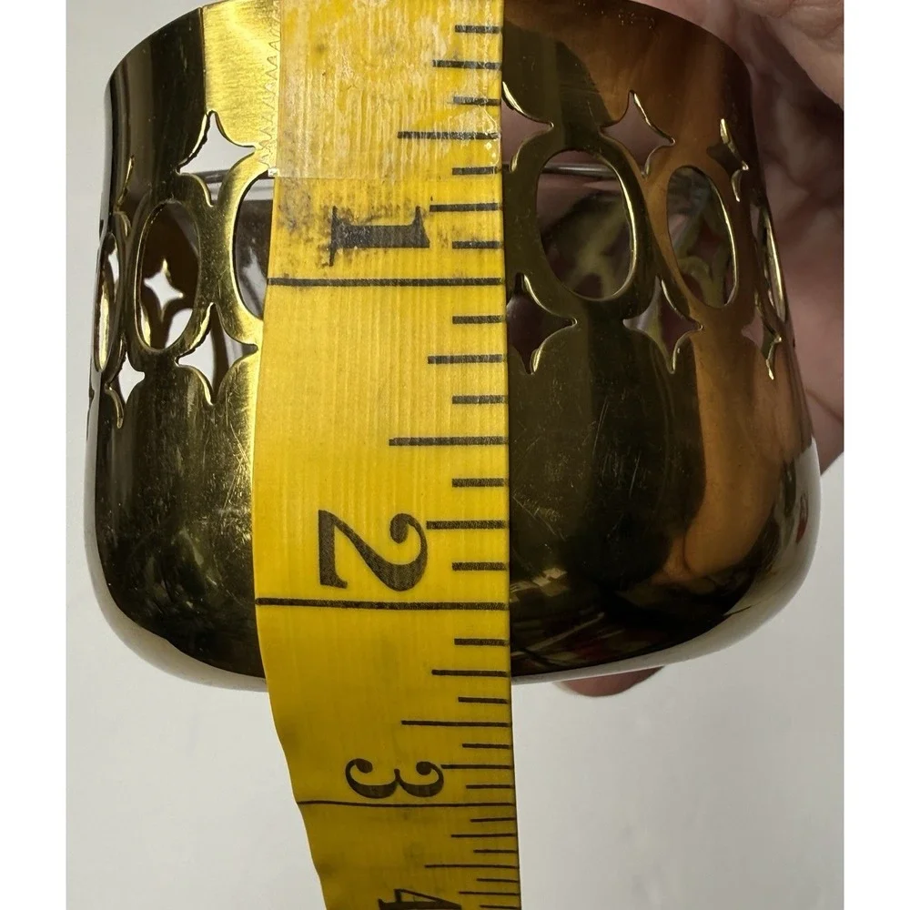 Brass Votive Accent Candle Dish W/ Tea Light Holder Small Celestial Stars Ovals